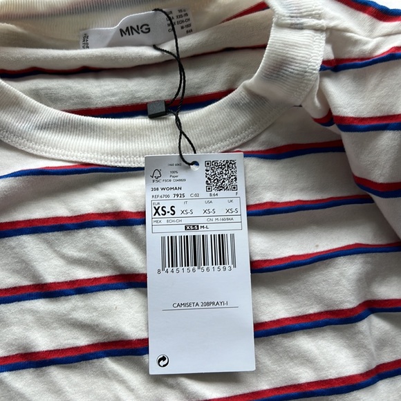 BRAND NEW MANGO Shoulder pad stripped t-shirt - Picture 3 of 3